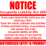 NOTICE OCCUPANTS LIABILITY ACT 2004 SIGN